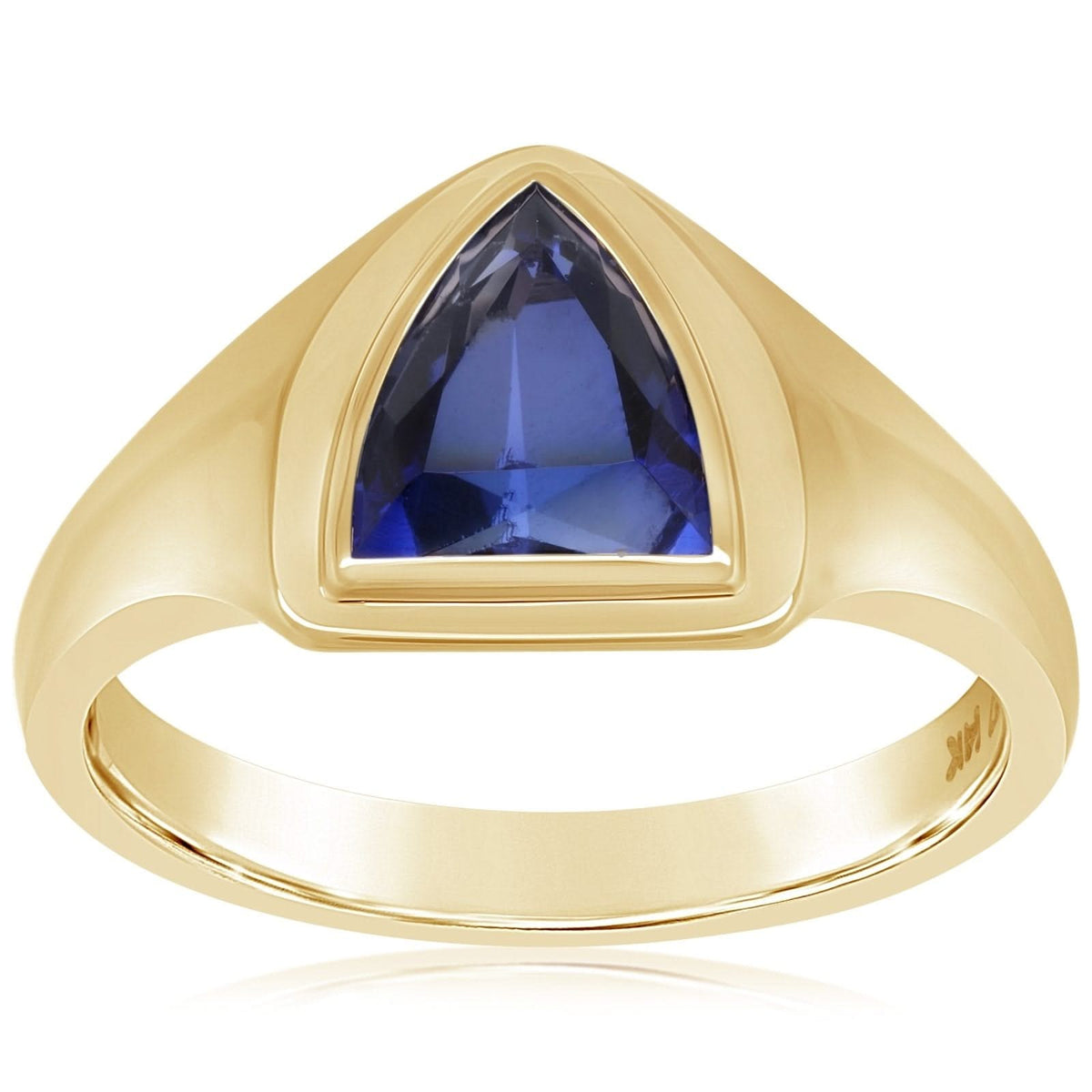 Shield Cut Sapphire Signet Ring
