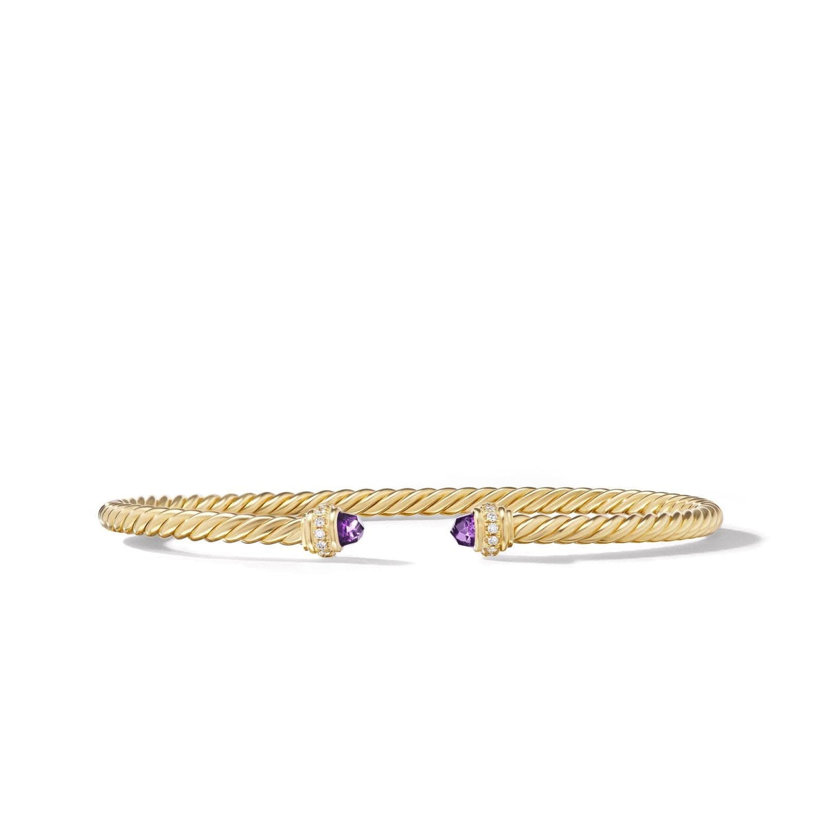 DAVID YURMAN Classic Cablespira® Bracelet in 18K Yellow Gold with Amethyst and Diamonds, 3mm