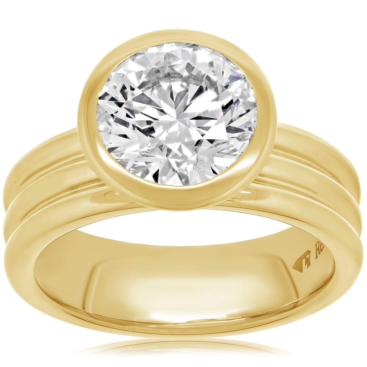 Wide Bezel Set Solitaire Engagement Ring Setting