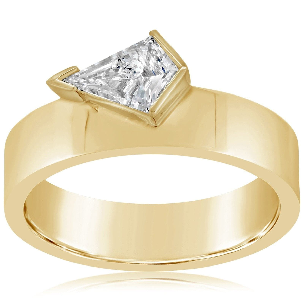 Complete 0.61 Carat Kite Shaped Wide Solitaire Engagement Ring