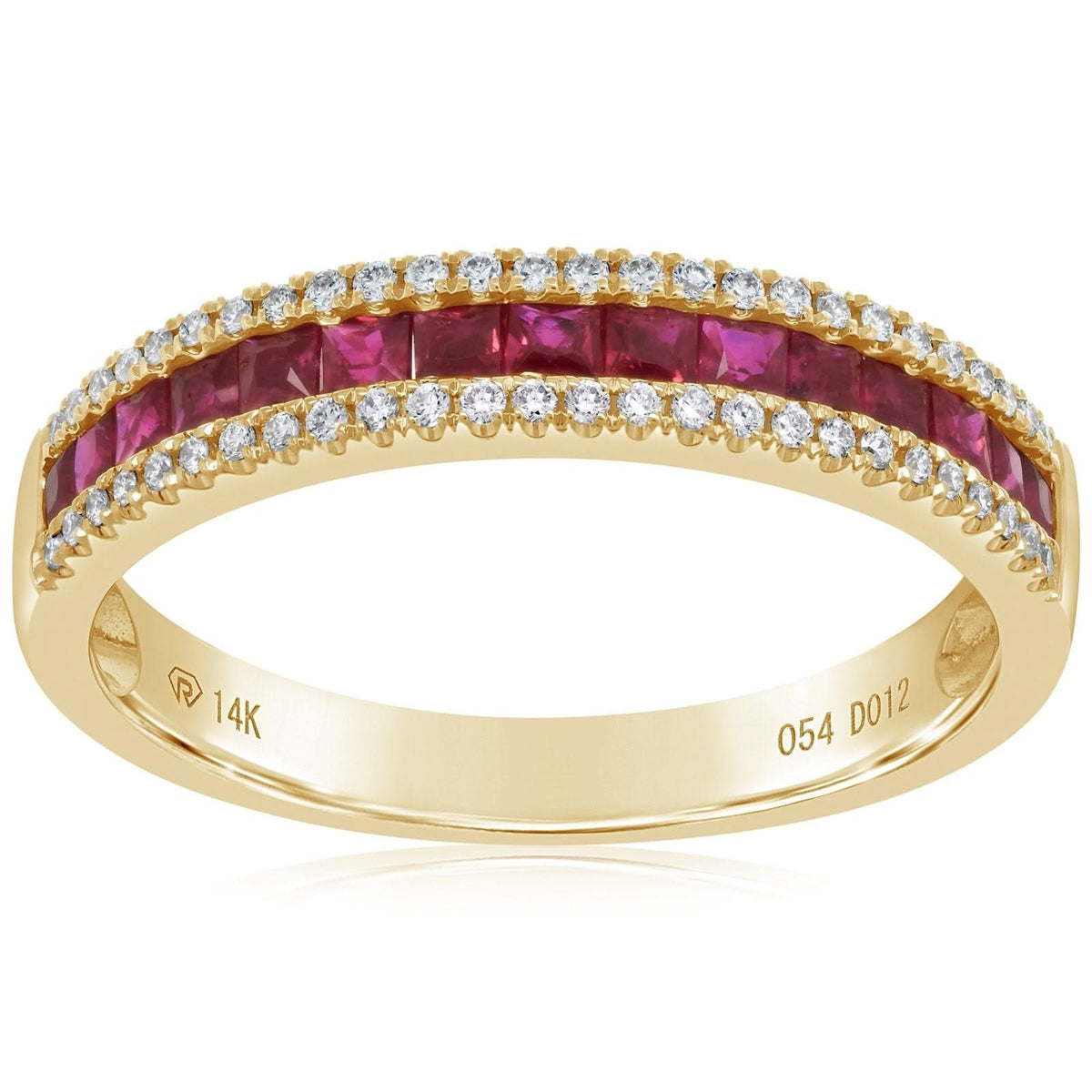 Princess Cut Ruby & Diamond Band