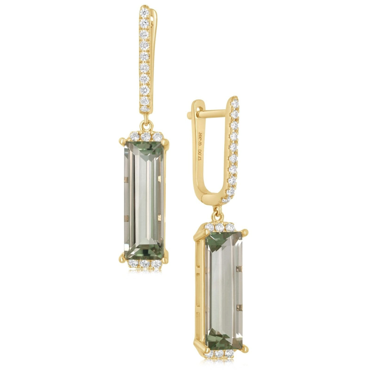 Green Amethyst & Diamond Earrings
