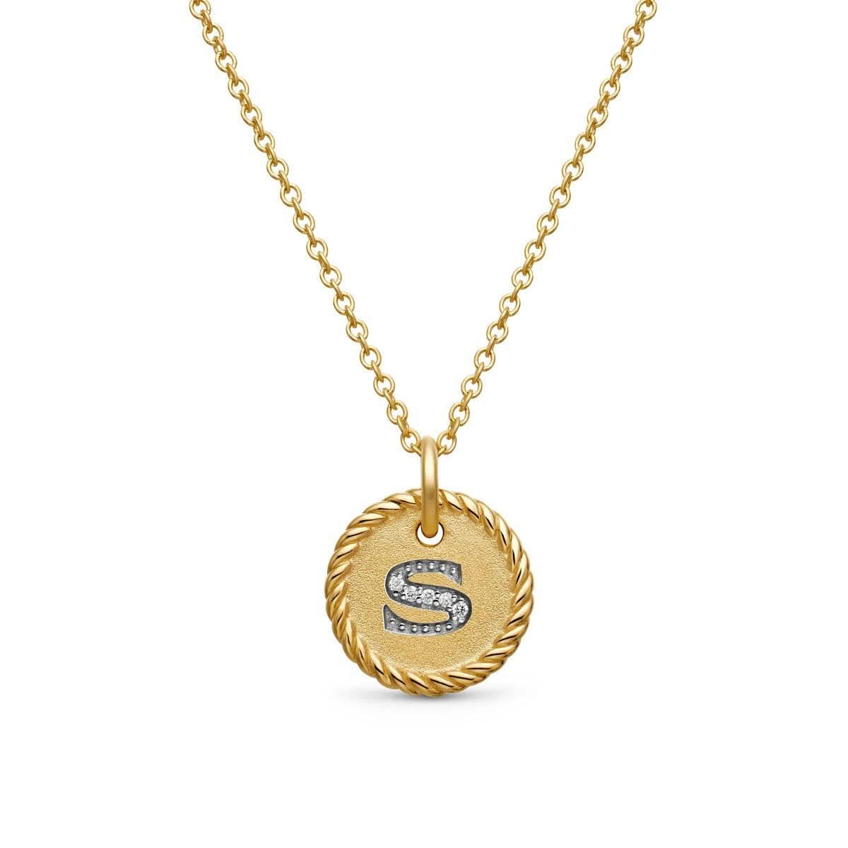S Pendant with Diamonds in Gold
