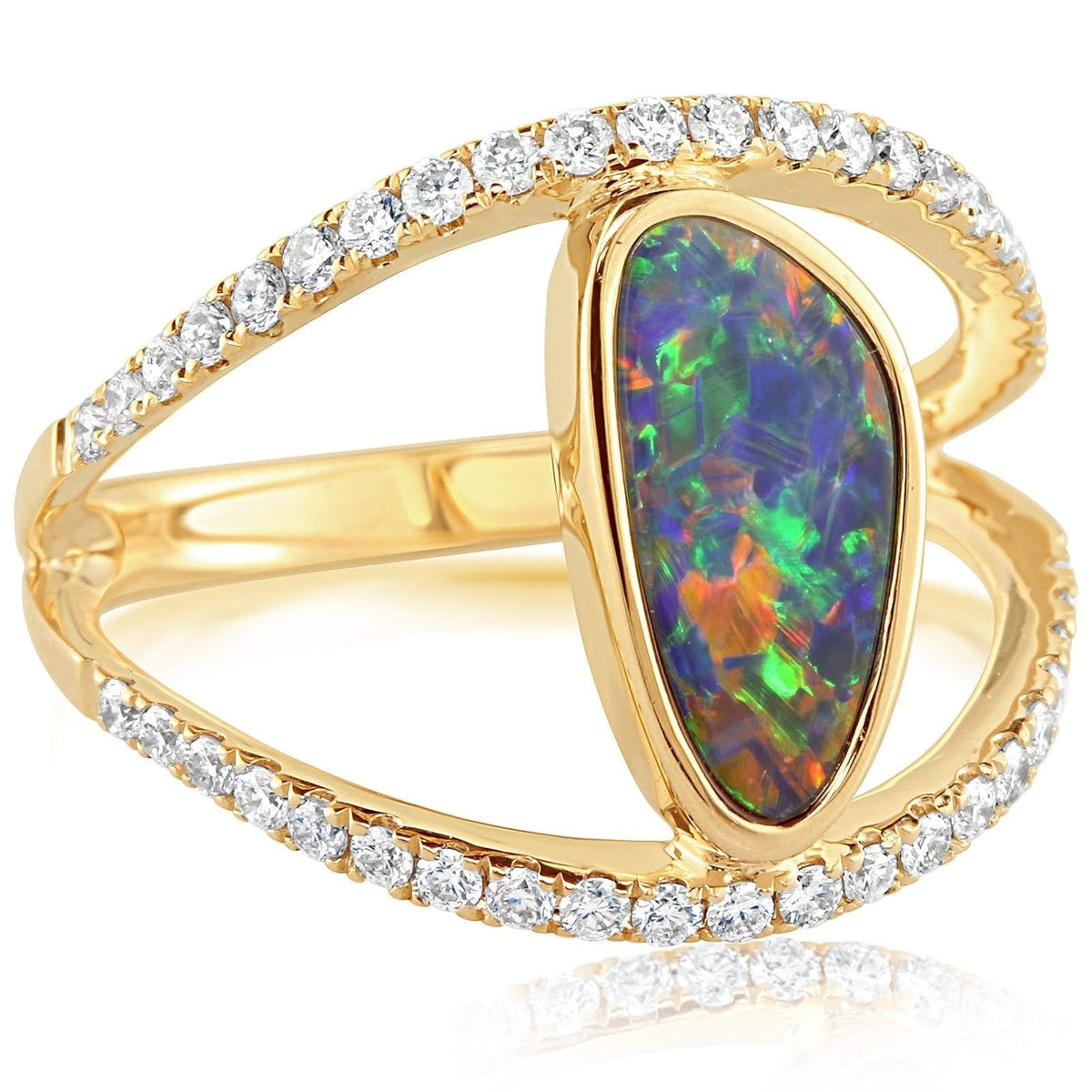 Freeform Opal & Diamond Ring