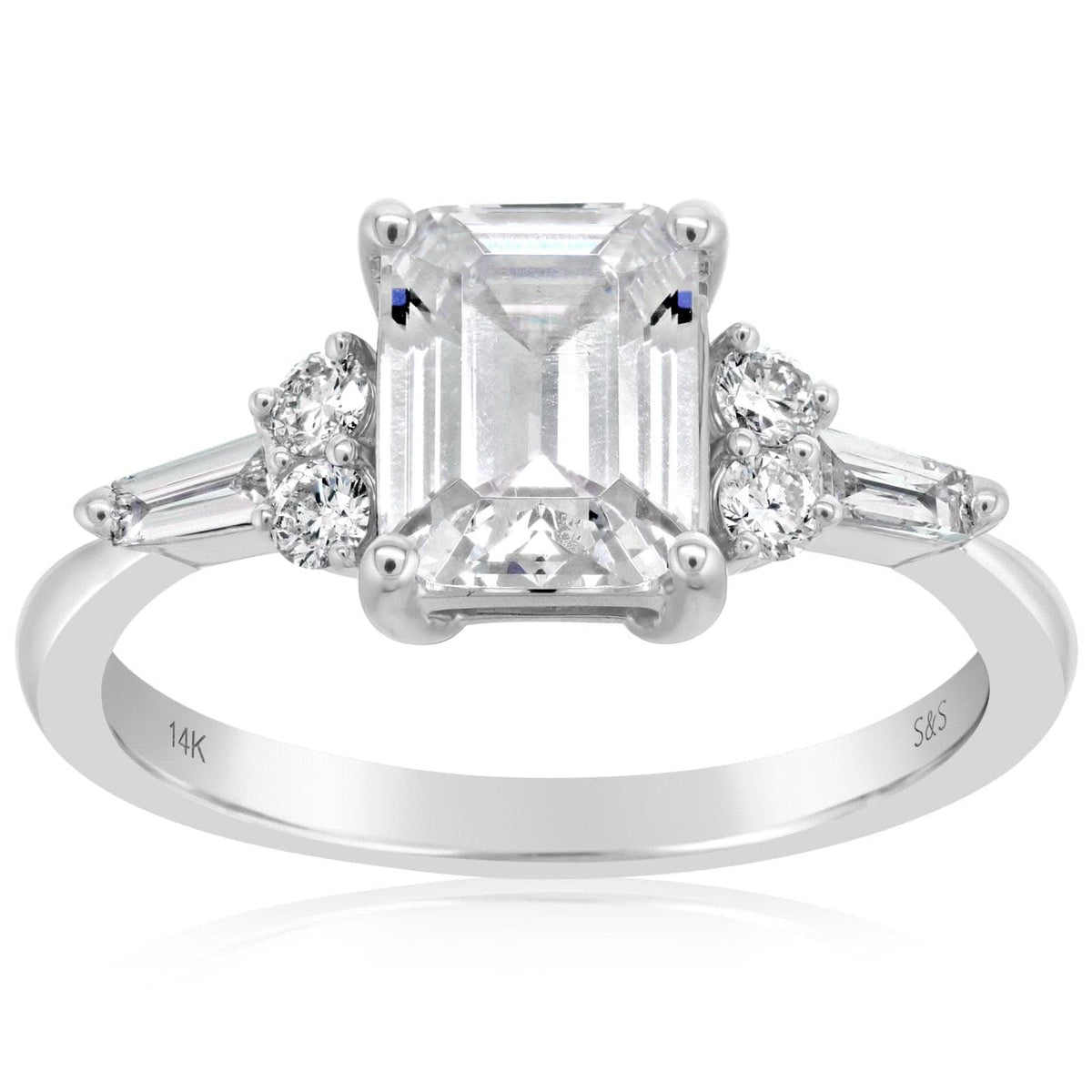 Baguette & Round Cluster Diamond Engagement Setting