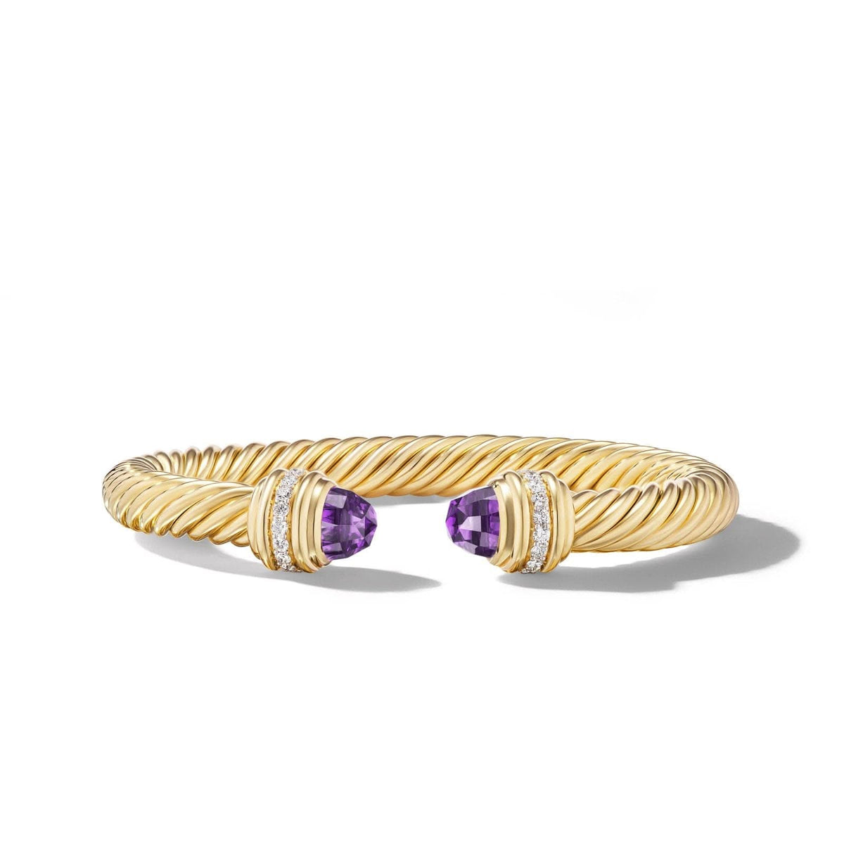 DAVID YURMAN Classic Cablespira® Bracelet in 18K Yellow Gold with Amethyst and Diamonds, 7mm