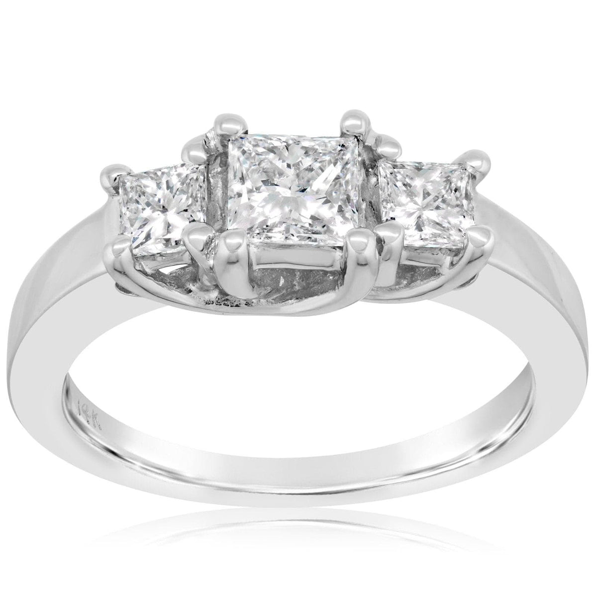Complete .95 Carat Princess Cut Diamond Three Stone Ring