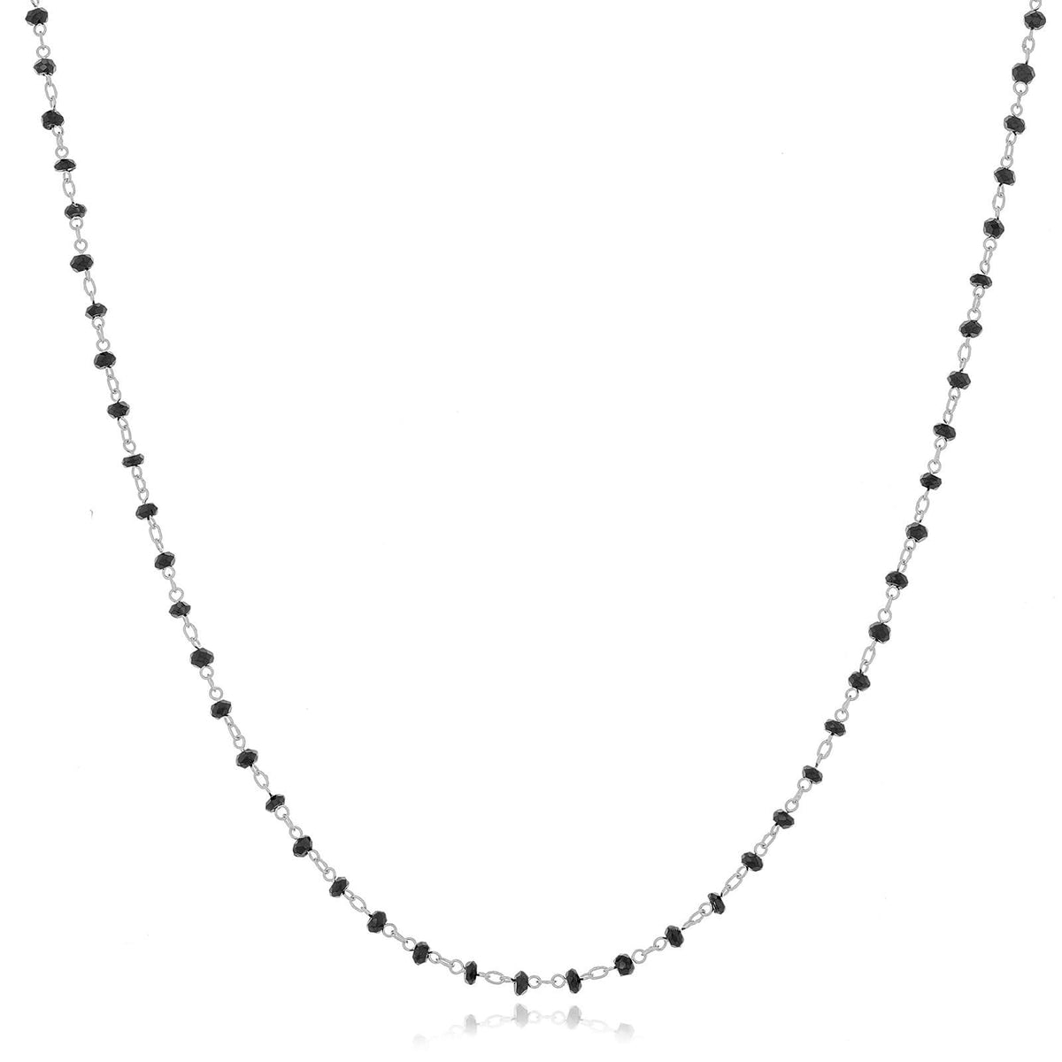 Black Spinel Station Bead Necklace