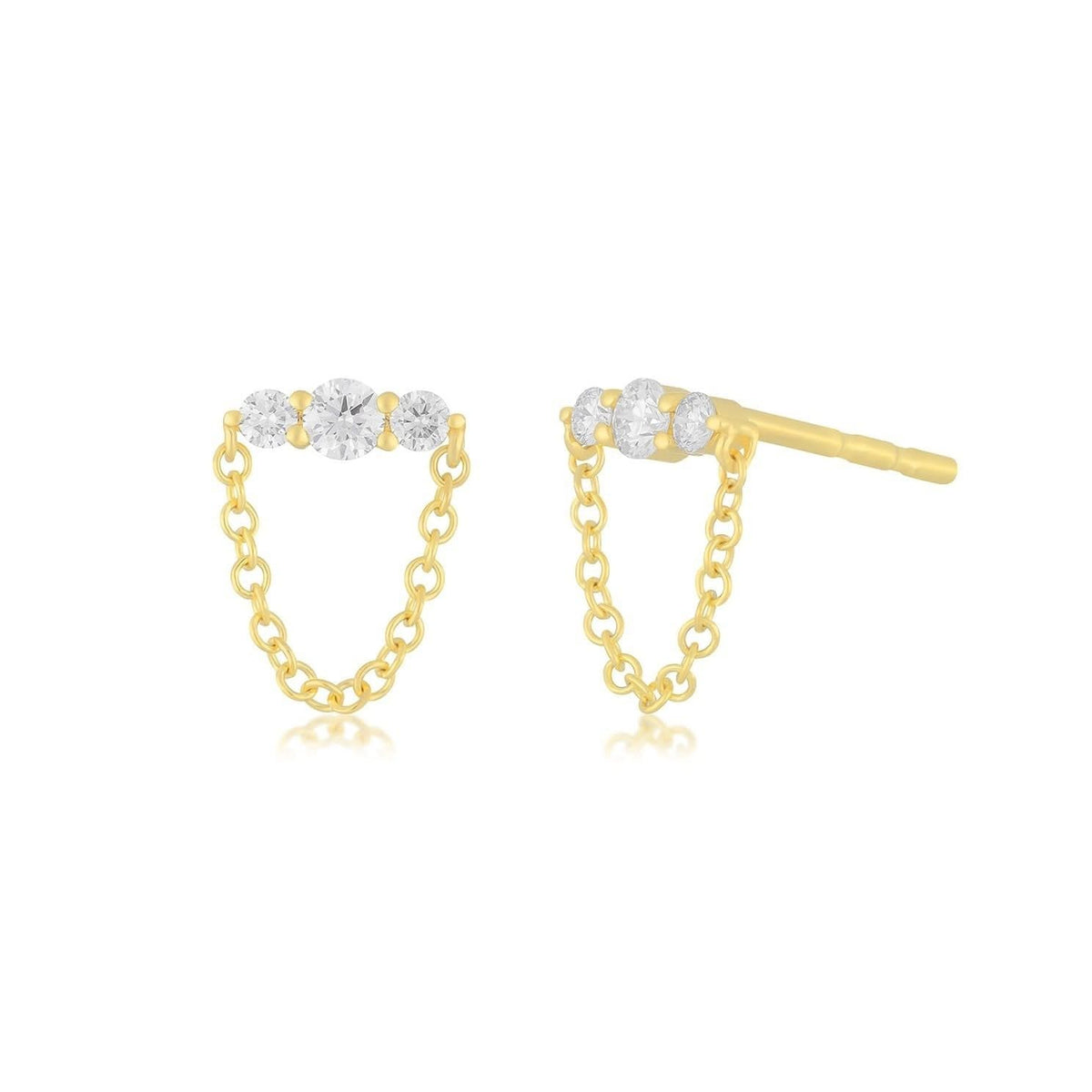 EF COLLECTION Graduated Bar Chain Earrings