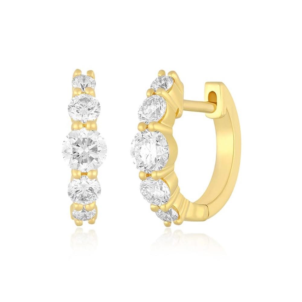 EF COLLECTION Jumbo Prong Set Graduated Diamond Huggies