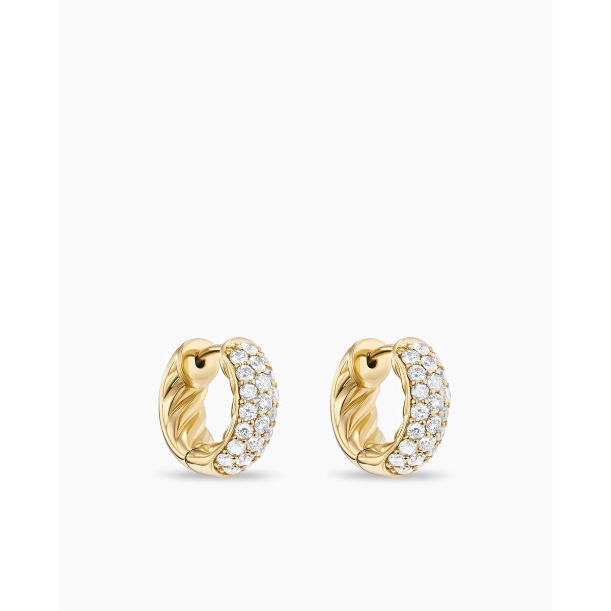 DY Mercer™ Micro Hoop Earrings in 18K Yellow Gold with Diamonds, 13.5mm