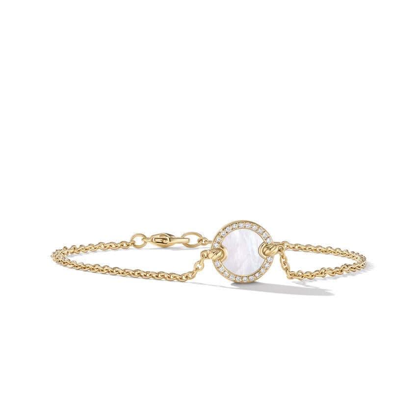 DAVID YURMAN Petite DY Elements® Center Station Chain Bracelet in 18K Yellow Gold with Mother of Pearl and Diamonds, 11mm