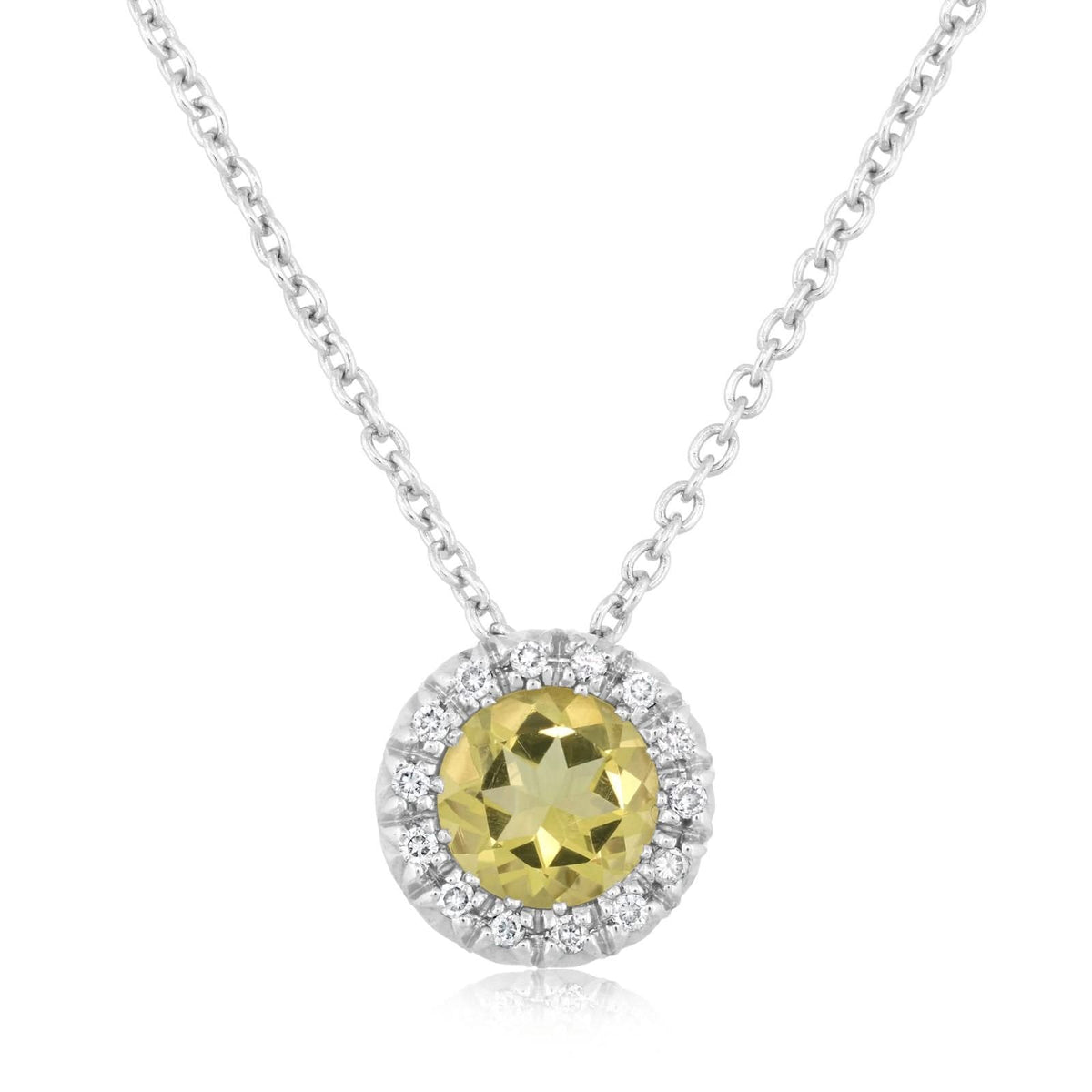 Estate Peridot & Diamond Pendant Necklace
