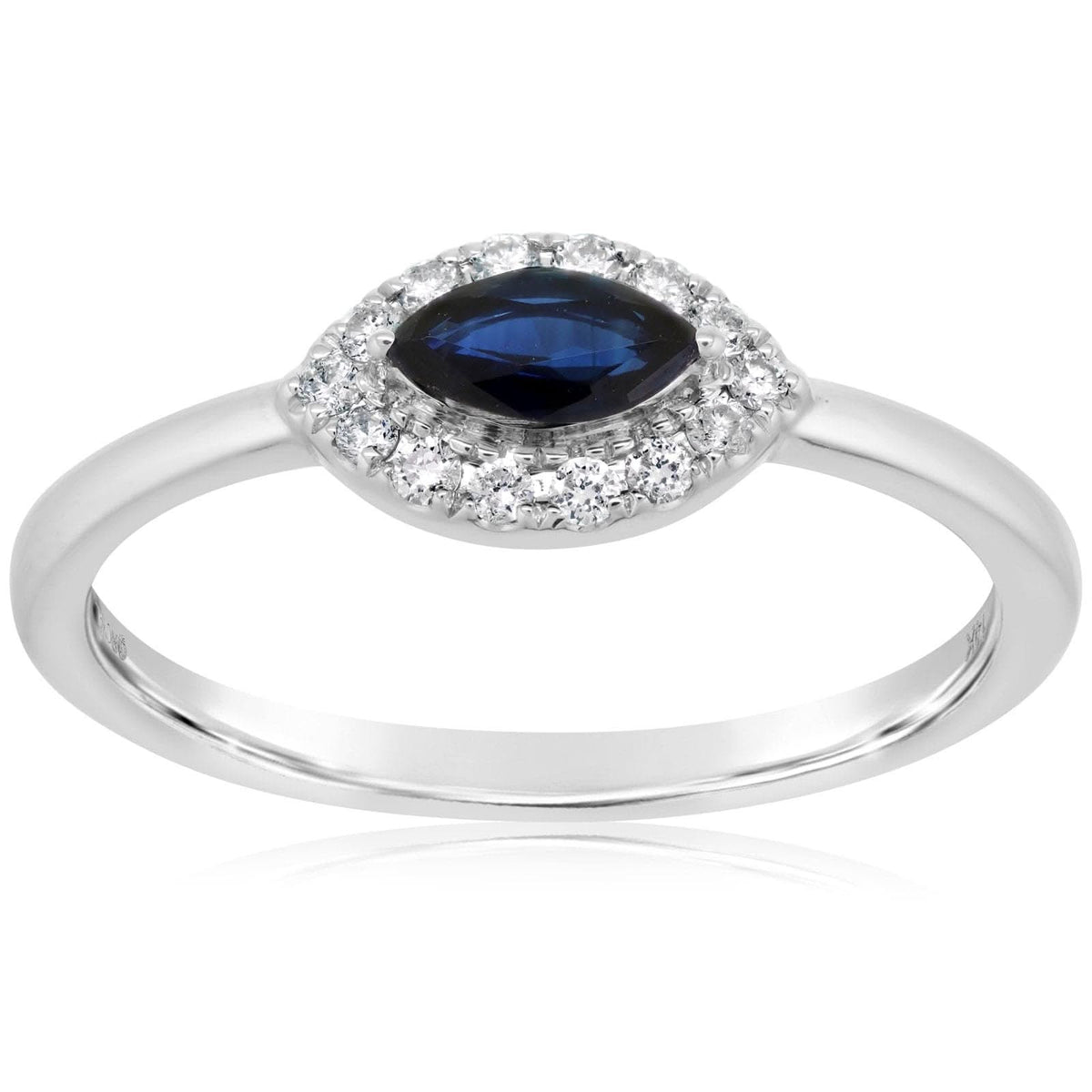 Blue Sapphire Diamond Halo Ring
