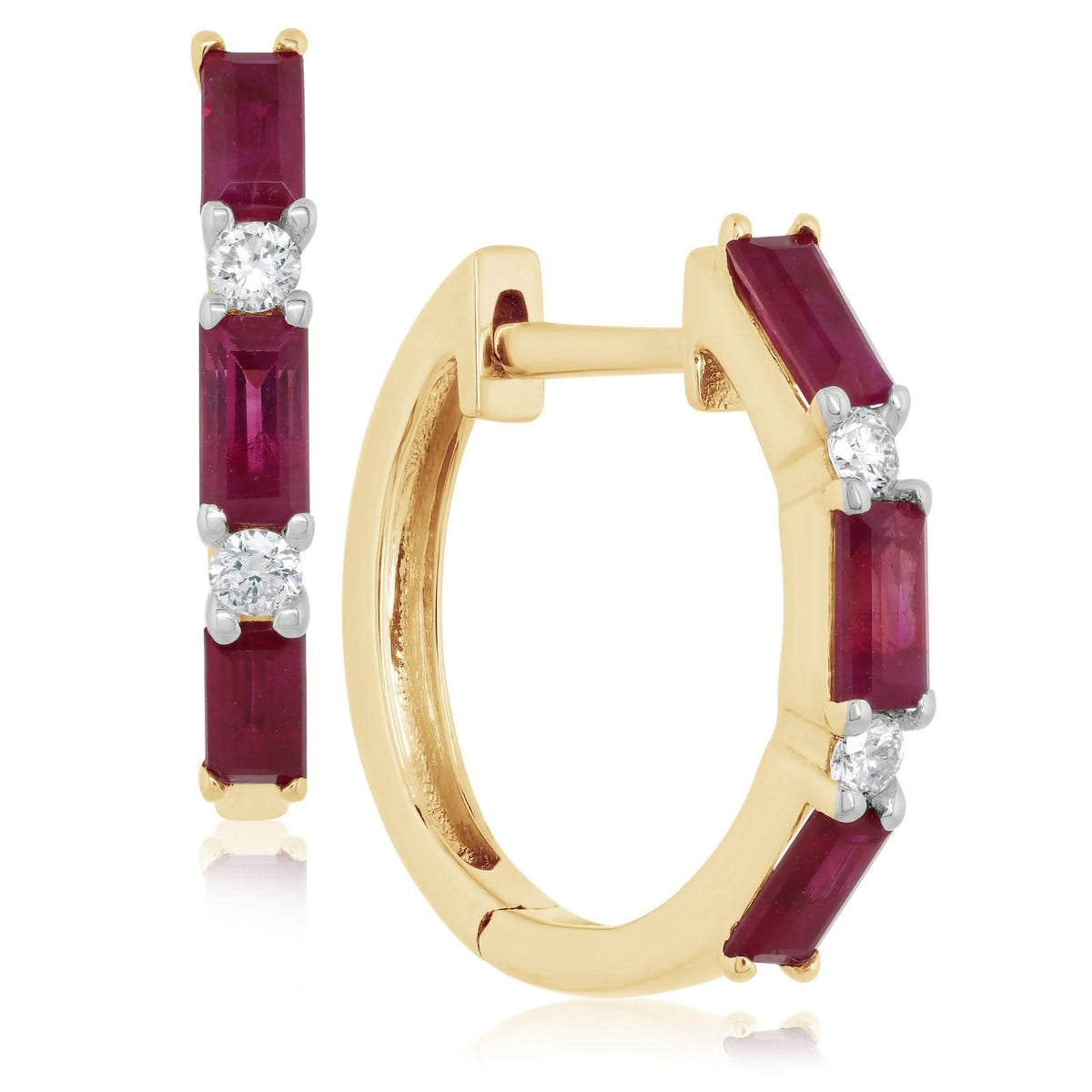 Ruby & Diamond Huggie Earrings