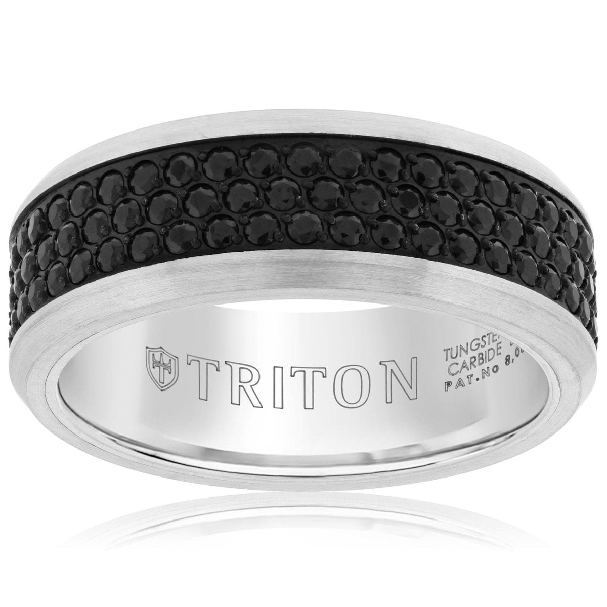 Triple Row Black Sapphire Wedding Band