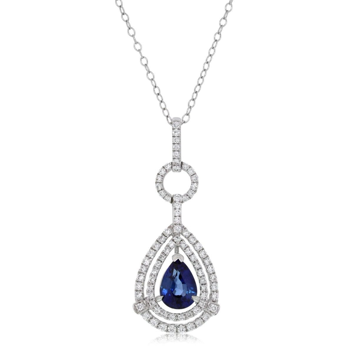 Pear Shape Blue Sapphire & Diamond Necklace
