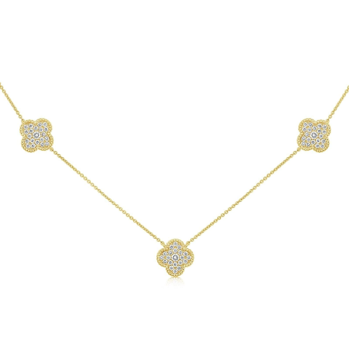 Diamond Quatrefoil Station Necklace