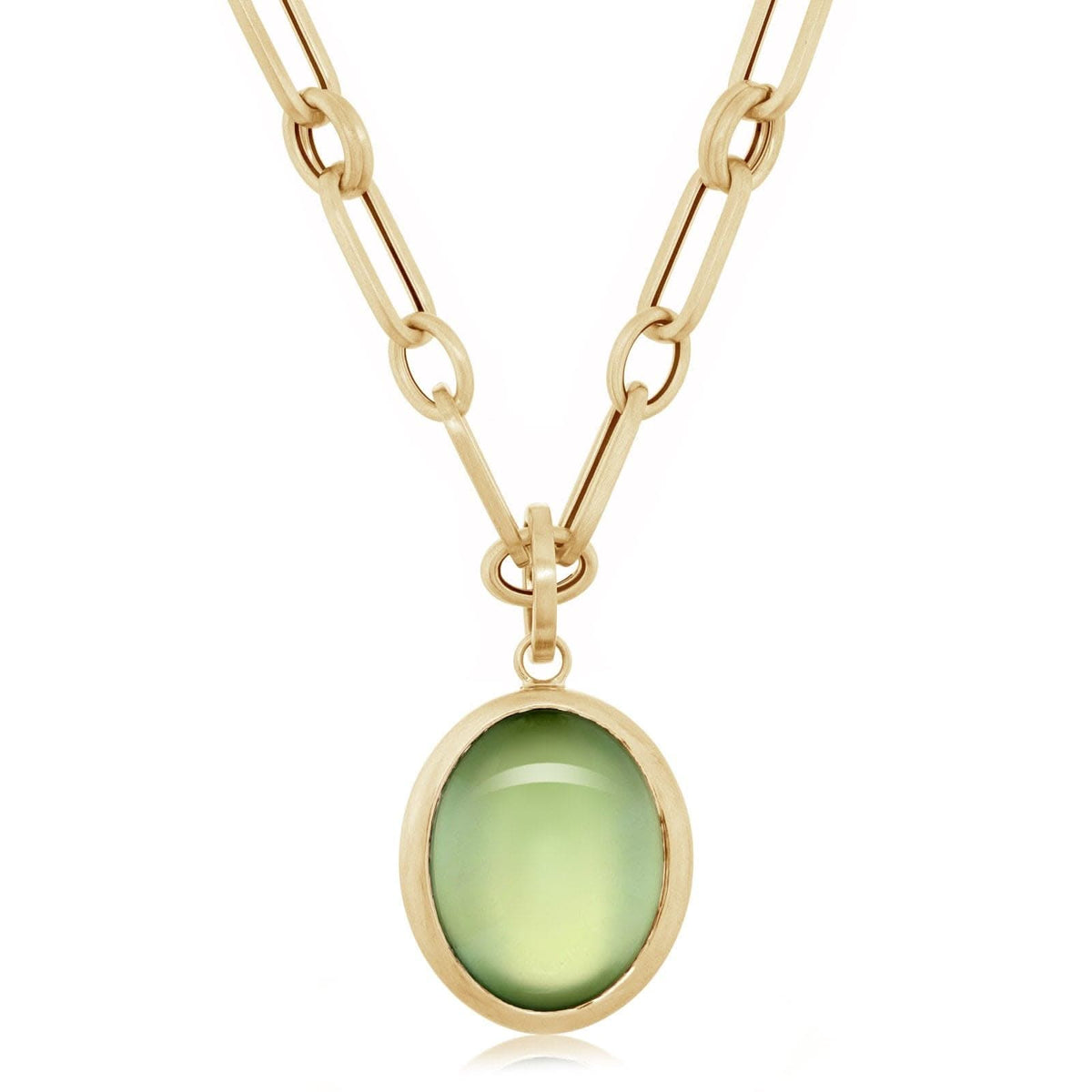 21.64 Carat Oval Prehnite Pendant Necklace