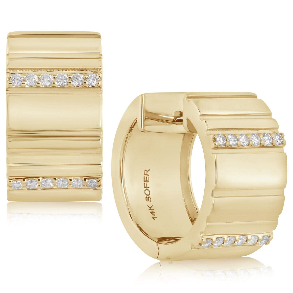 Diamond Wide Huggie Hoops