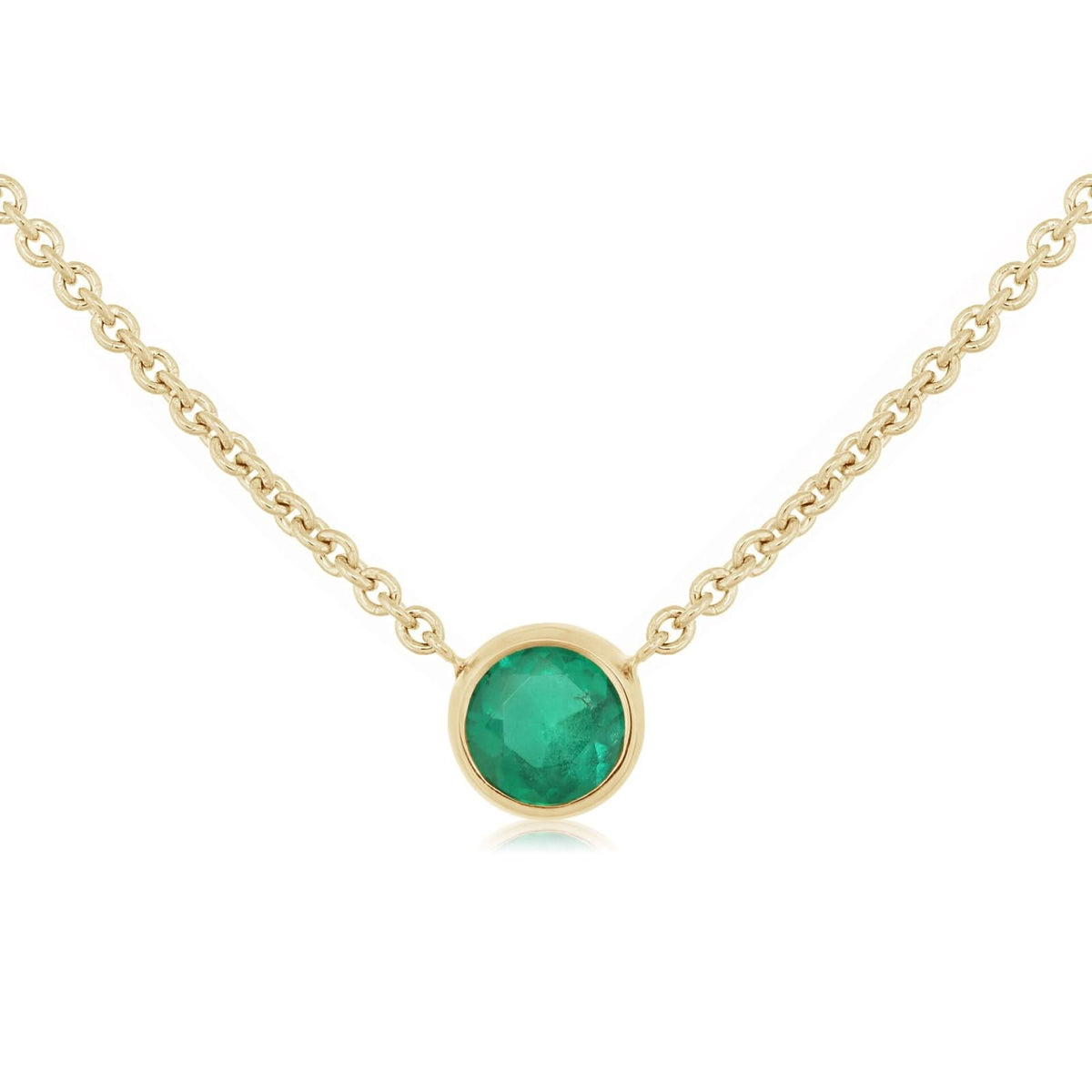 Emerald Bezel Set Pendant Necklace