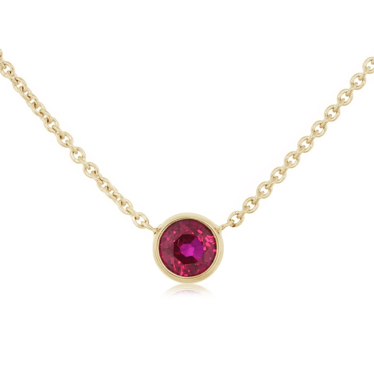Ruby Bezel Set Pendant Necklace
