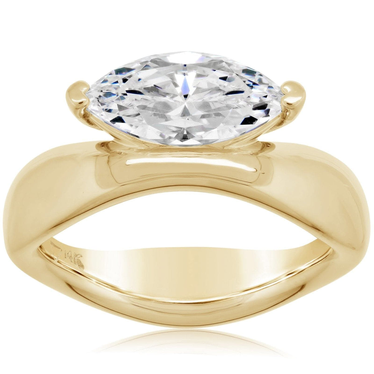 Wavy Marquise Solitaire Engagement Setting