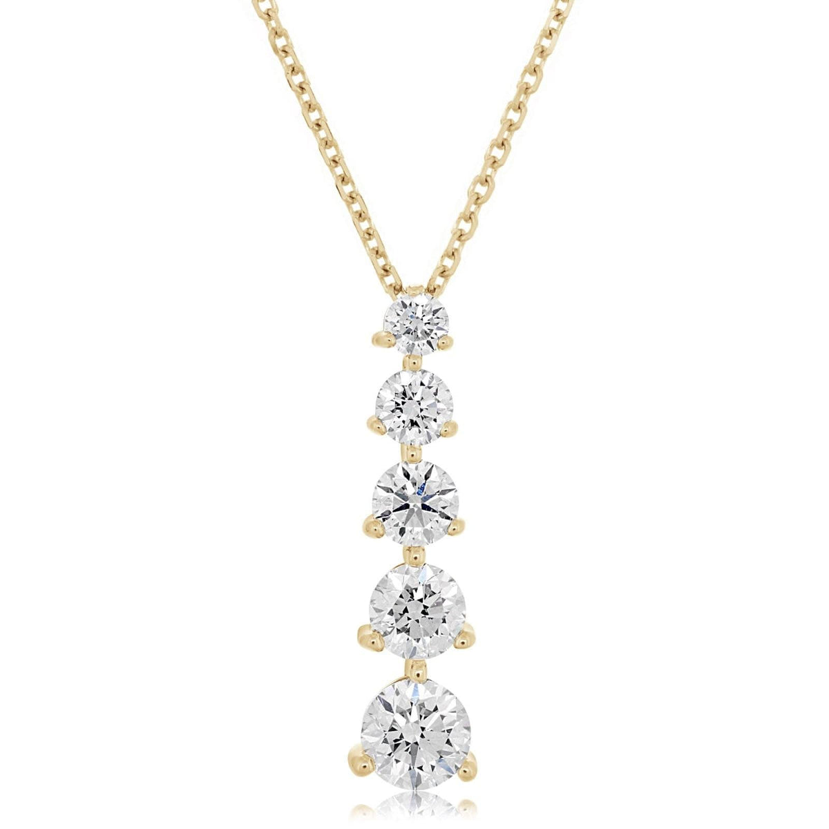 1 Carat Graduated Diamond Pendant Necklace