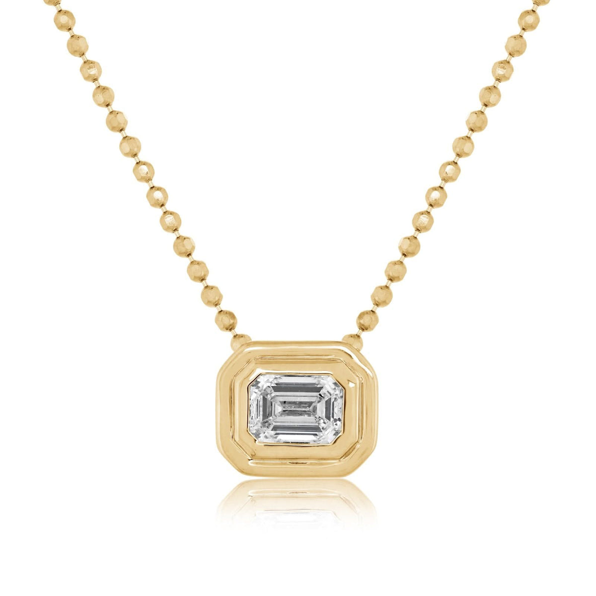 Emerald Cut Bezel Pendant Necklace