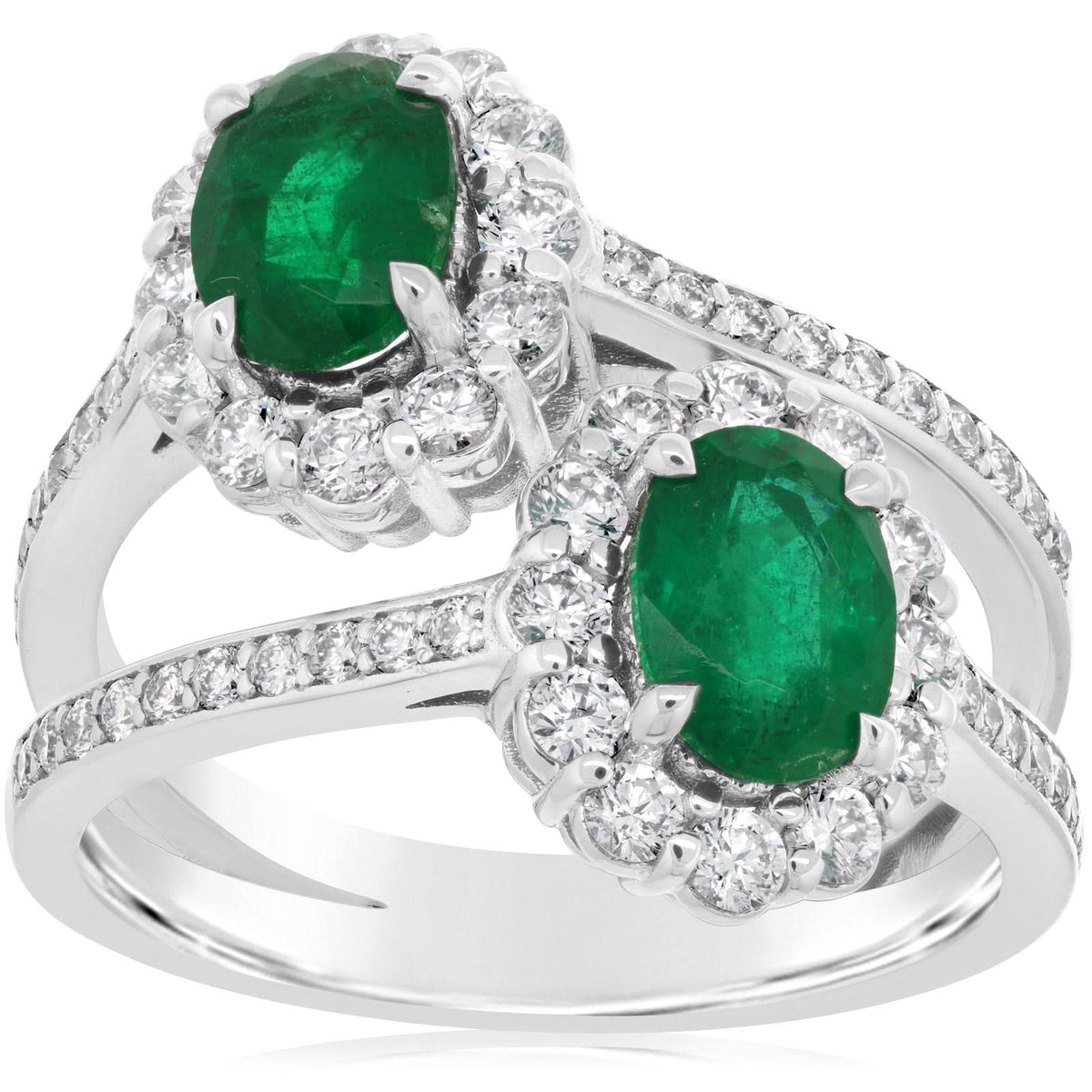 Emerald & Diamond Double Ring