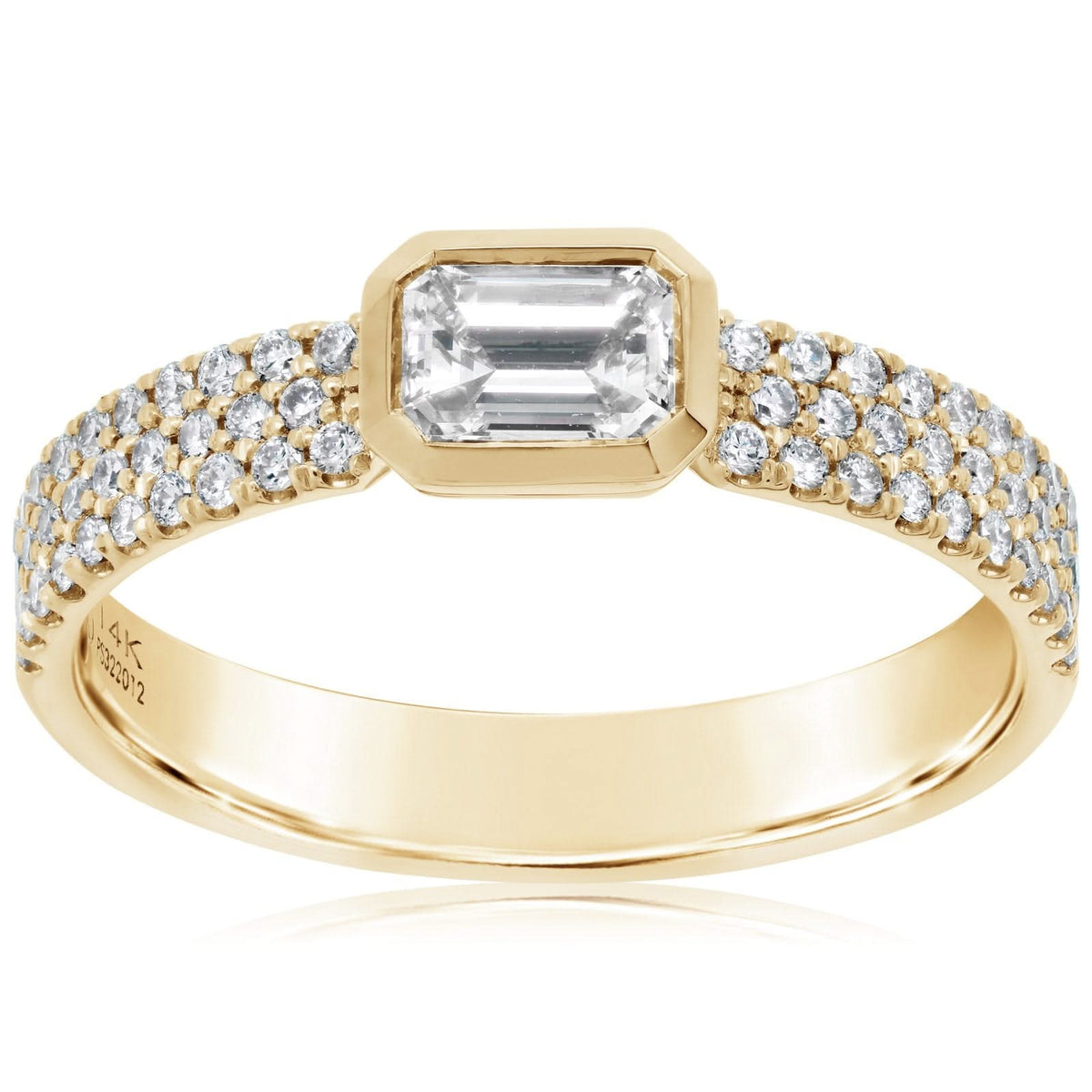 PRECISION SET East West Single Stone Emerald Cut Diamond Engagement Ring