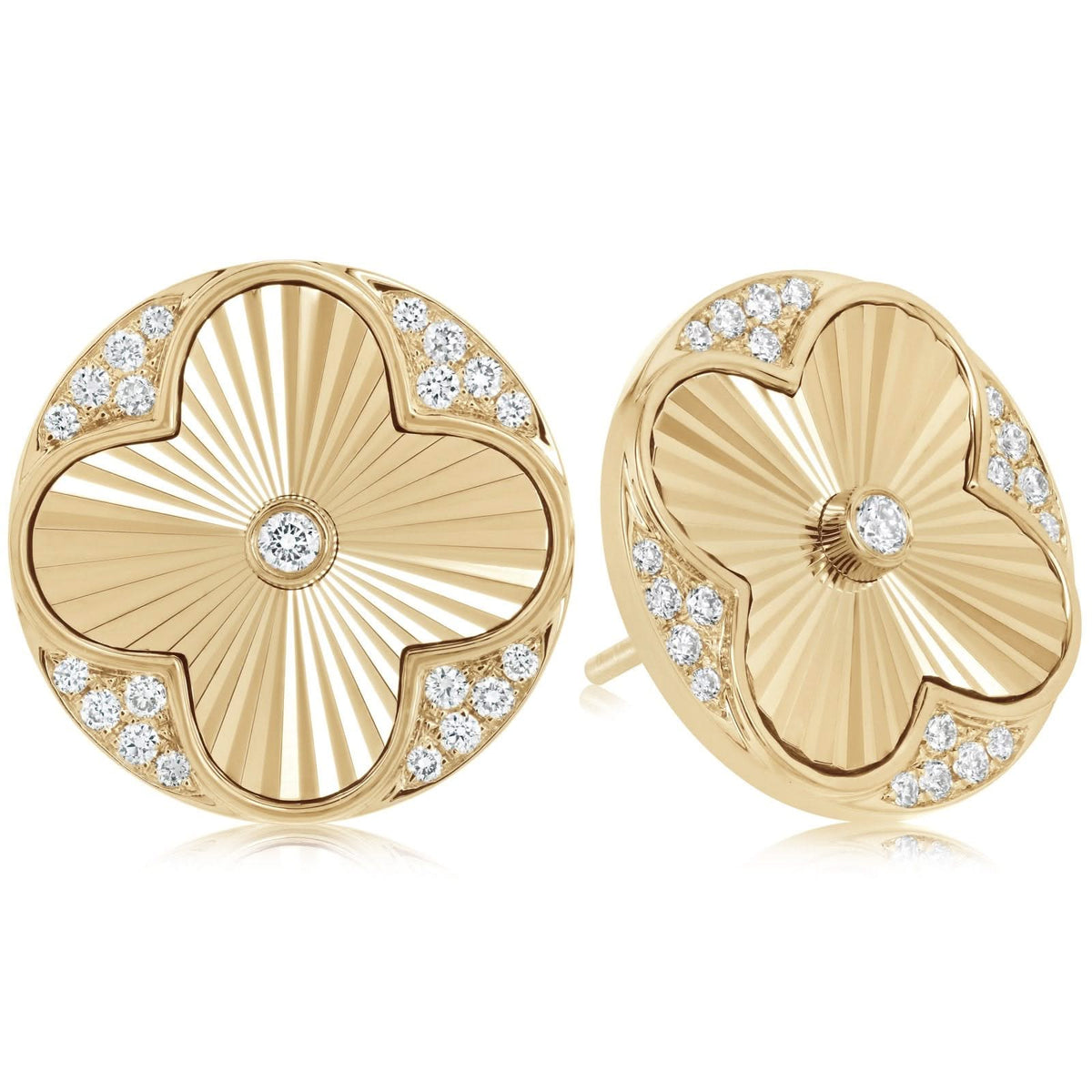 DOVES Diamond Quatrefoil Fluted Earrings