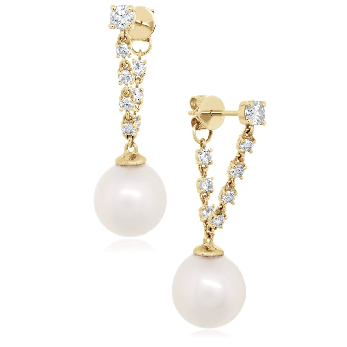 White South Sea Pearl & Diamond Front To Back Earrings