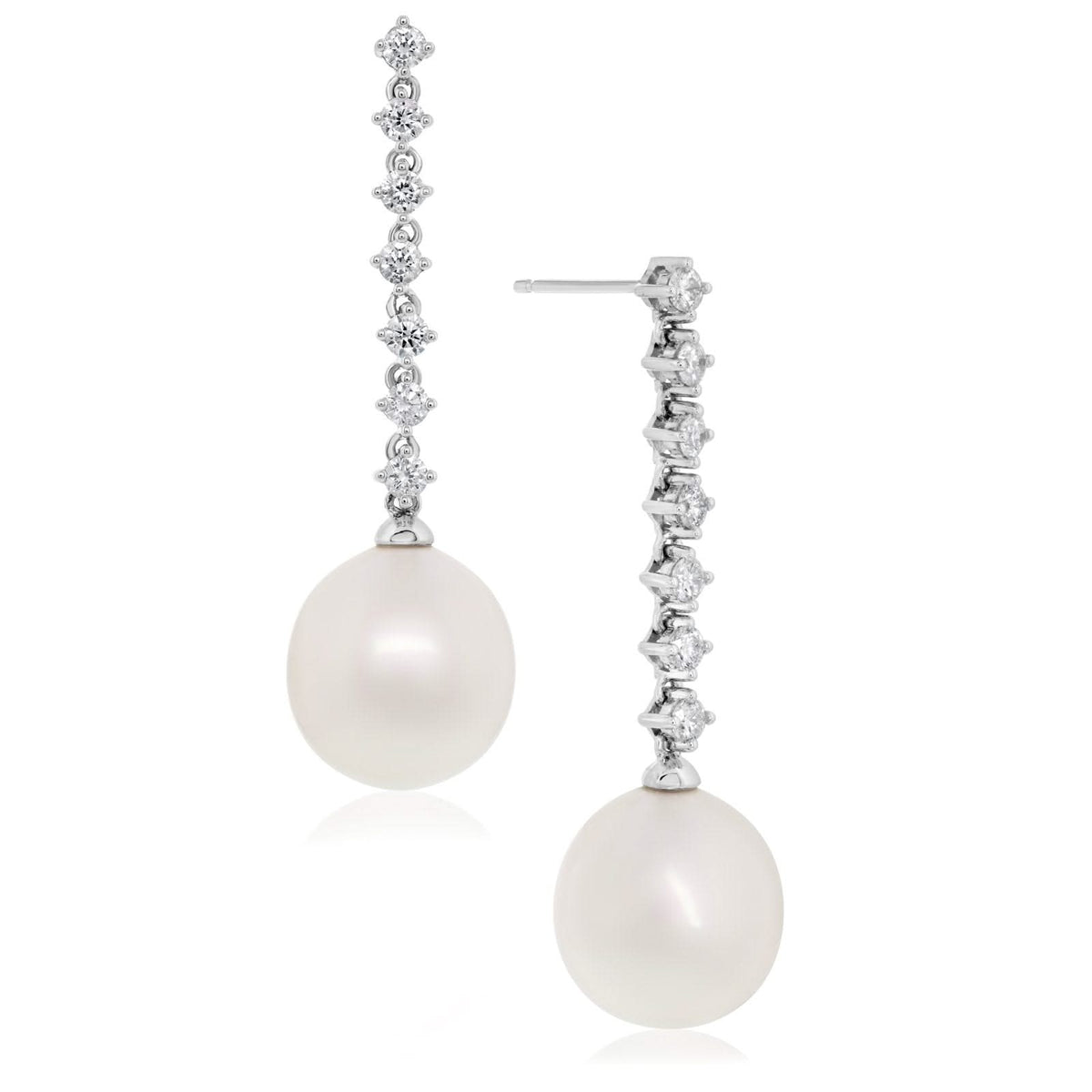 White South Sea Pearl & Diamond Earrings