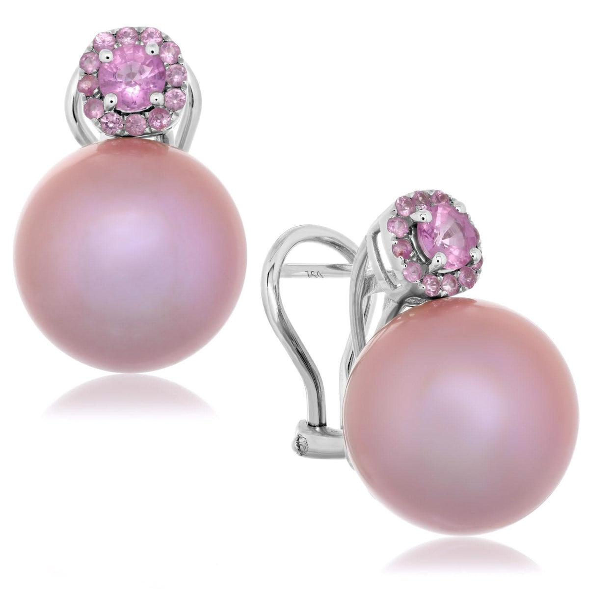Pink Freshwater Pearl & Sapphire Earrings