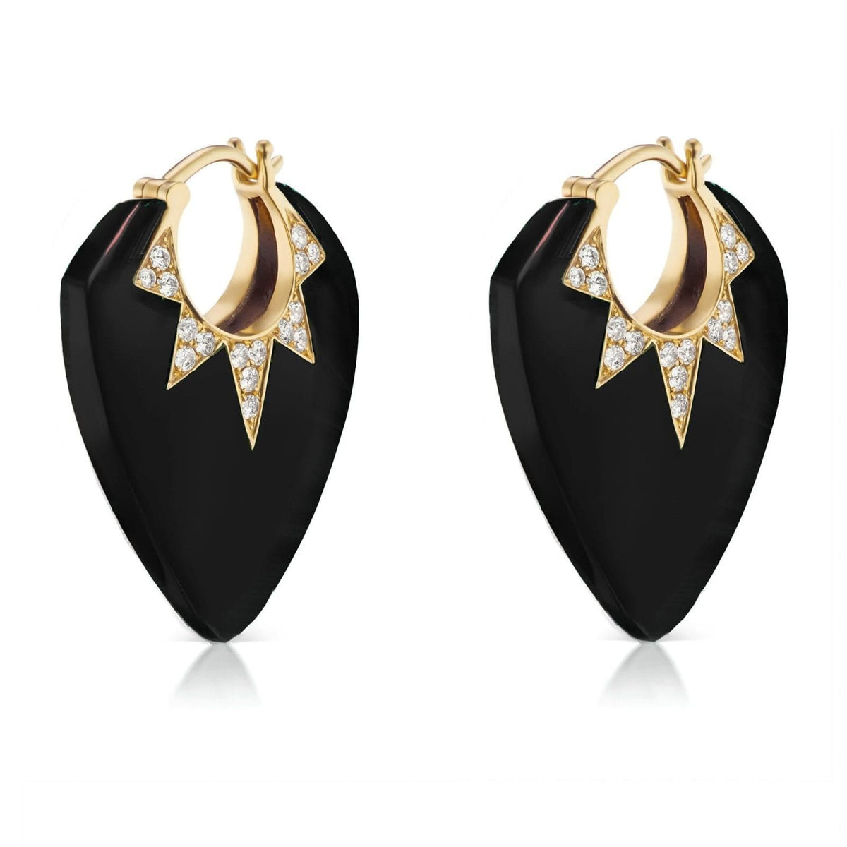 SORELLINA Black Onyx & Diamond Classic Guitar Pick Earrings