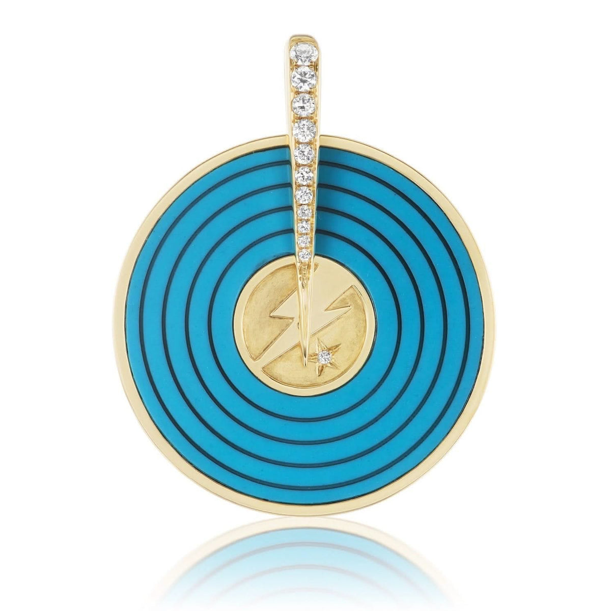 SORELLINA Turquoise Spinning Record Pendant
