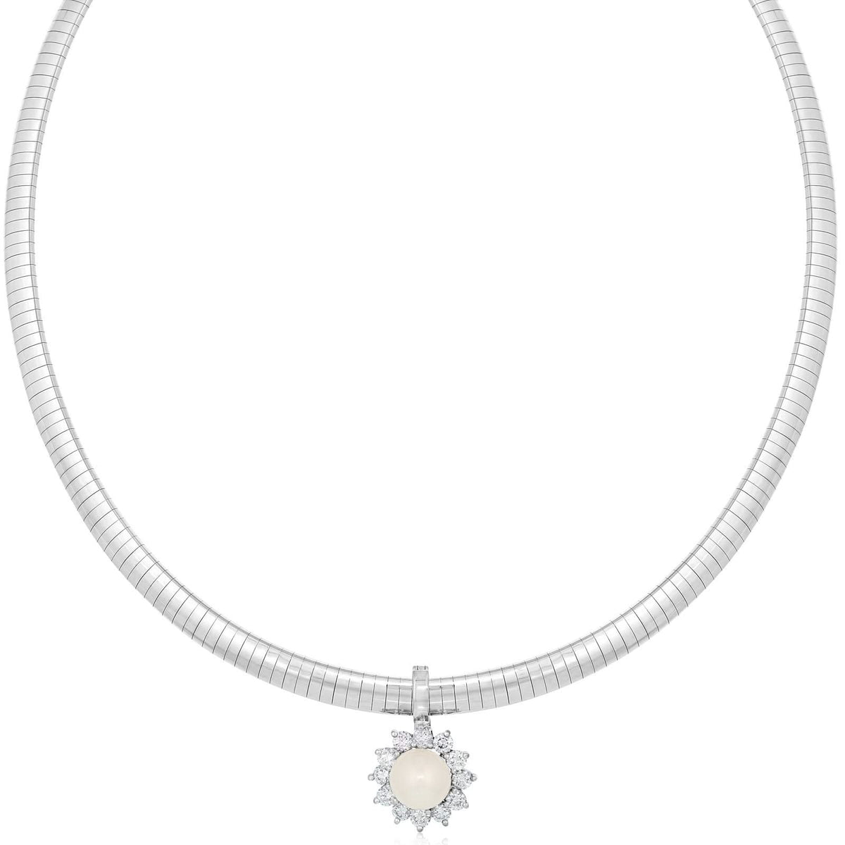 Estate Pearl Sun & Diamond Necklace
