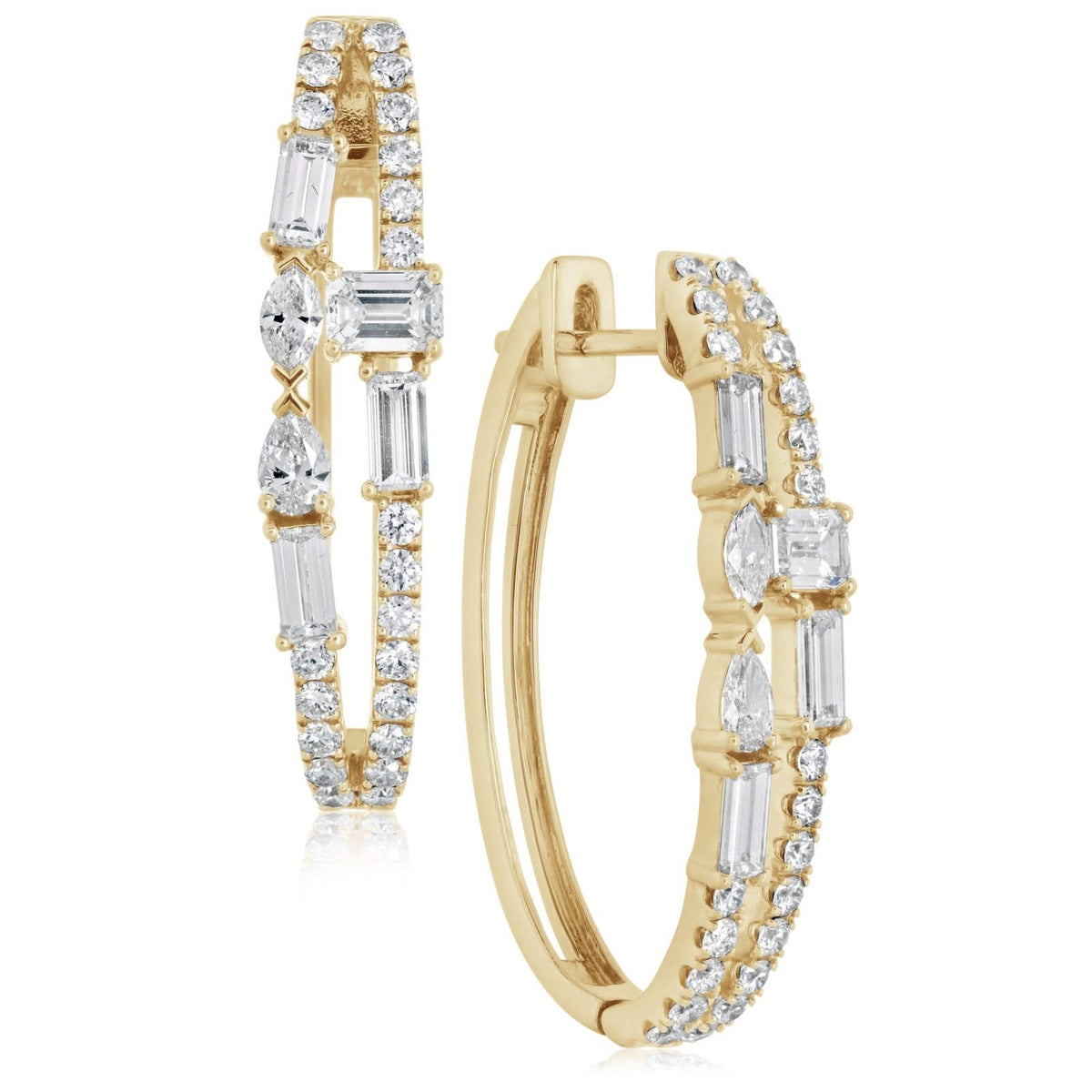 Mixed Shape Diamond Oval Hoops