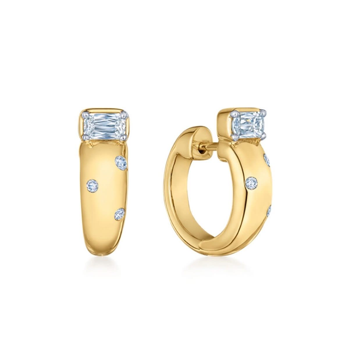 KWIAT Cobblestone Ashoka Diamond Accent Huggies