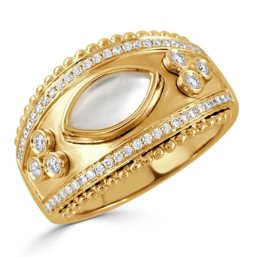 DOVES Wide Mother of Pearl Byzantine Band