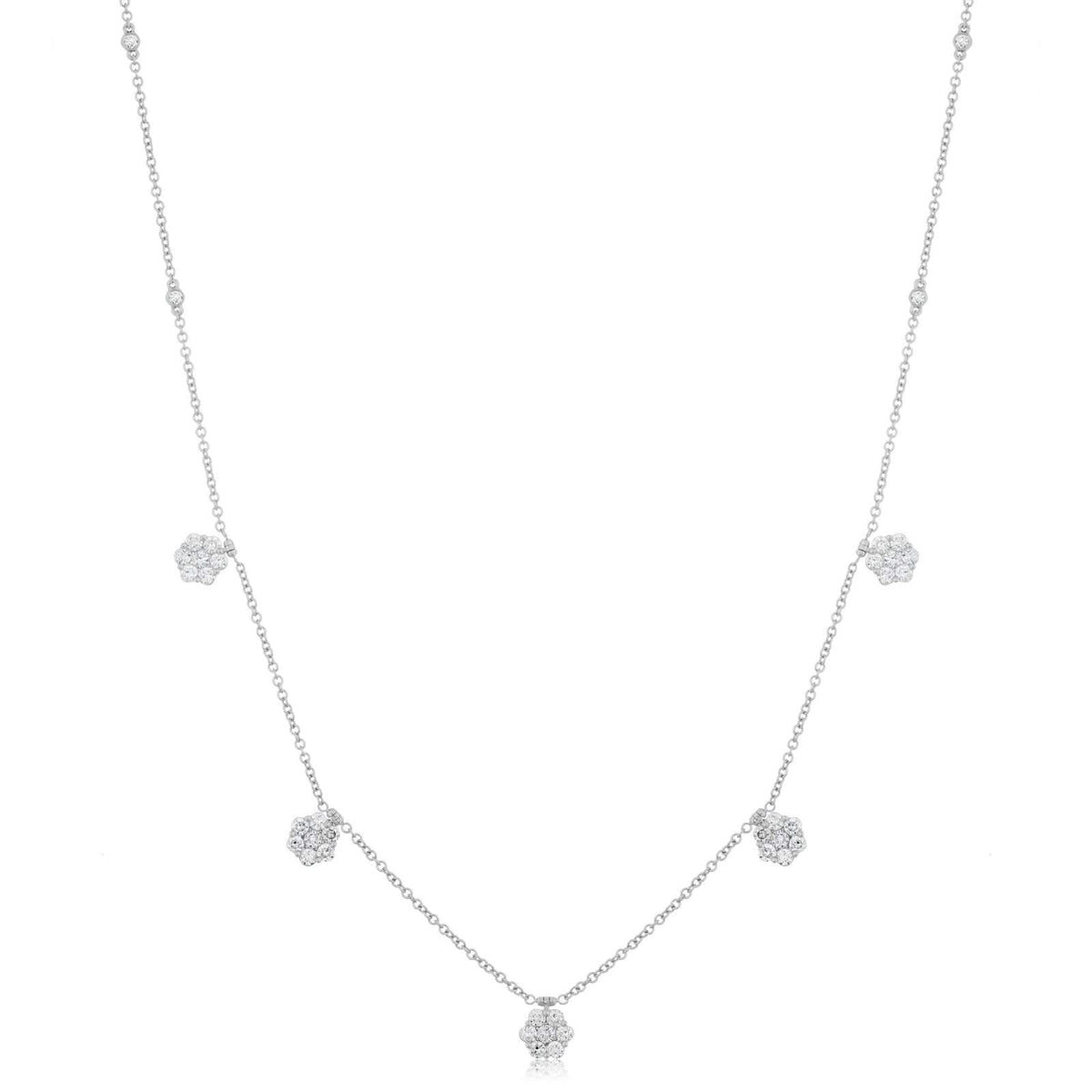 Diamond Flower Station Necklace