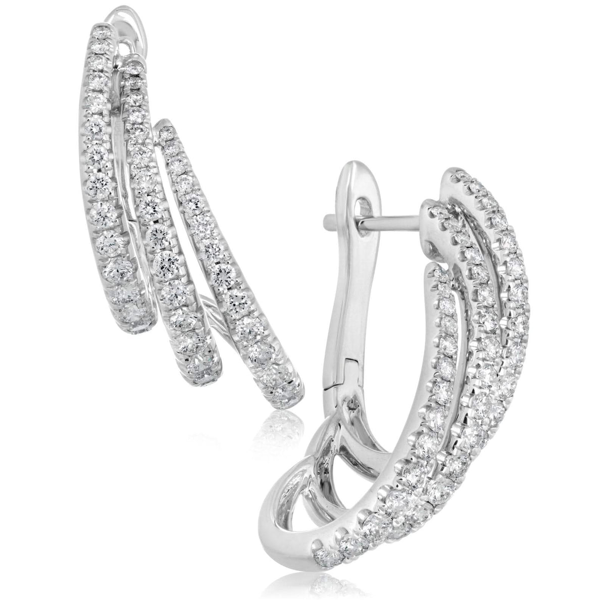 Diamond Triple Hoop Earrings