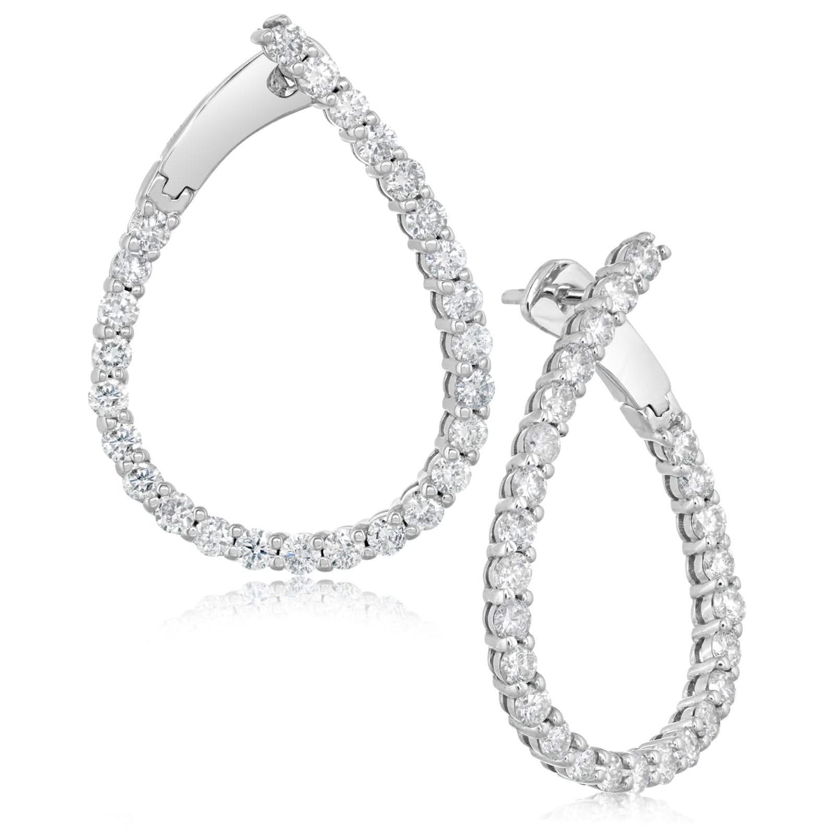 Pear Shaped Front to Back Diamond Hoops