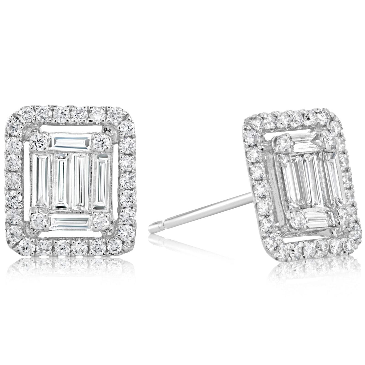 Mixed Diamond Cluster Stud Earrings