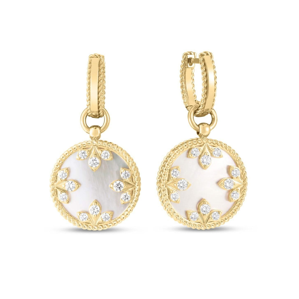 ROBERTO COIN Venetian Princess Mother of Pearl Medallion Dangle Earrings