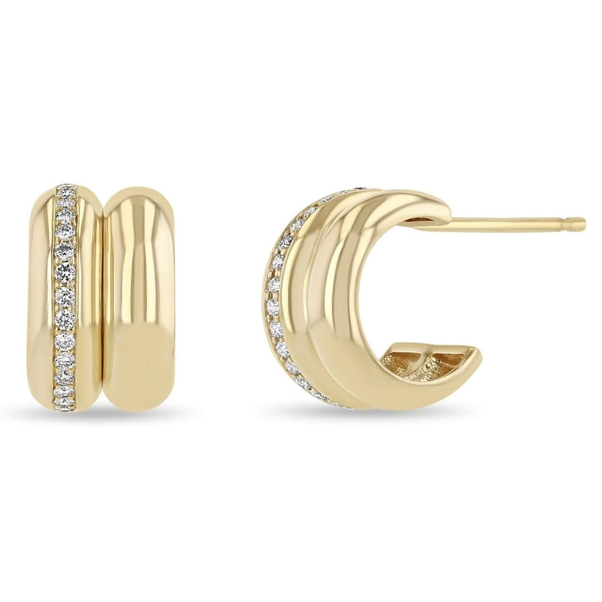 ZOE CHICCO Double Wide Diamond Huggies