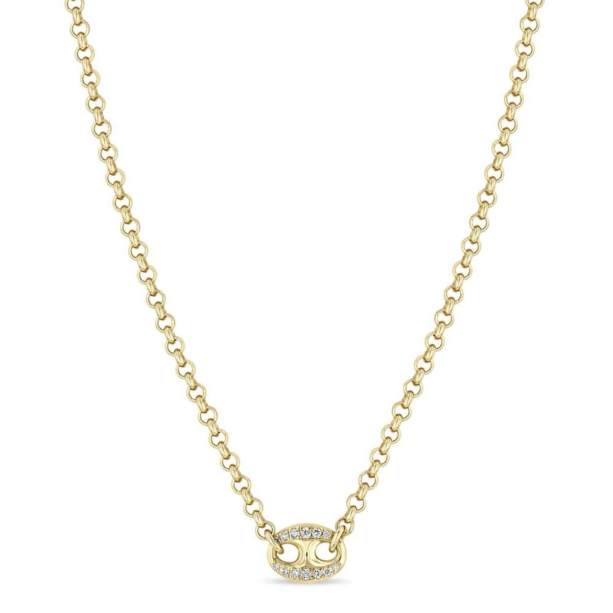ZOE CHICCO Large Pave Diamond Mariner Link Necklace