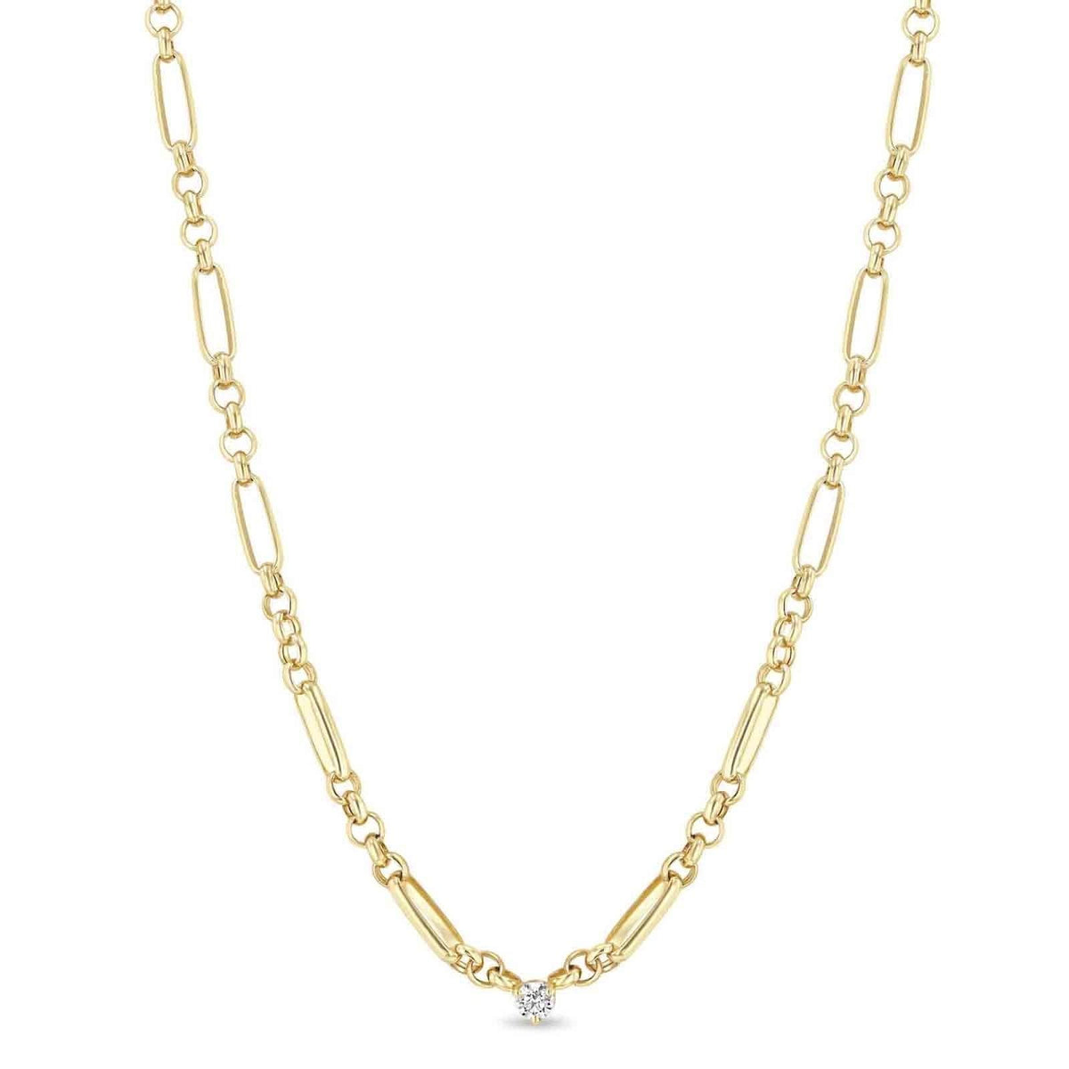 ZOE CHICCO Paperclip & Rolo Diamond Necklace