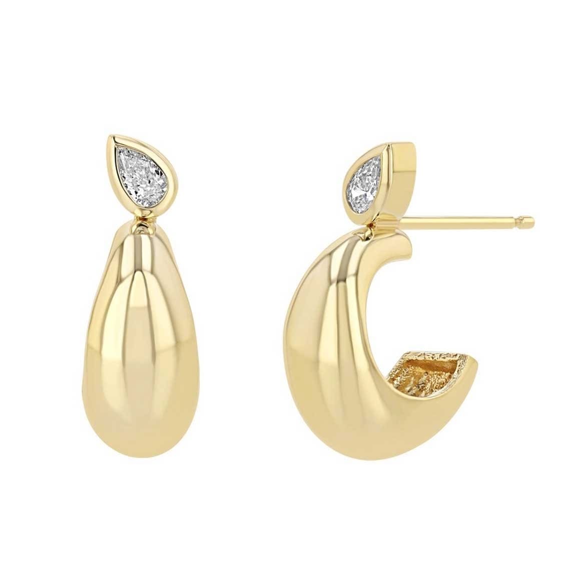 ZOE CHICCO Pear Diamond Bezel Small Aura Huggies